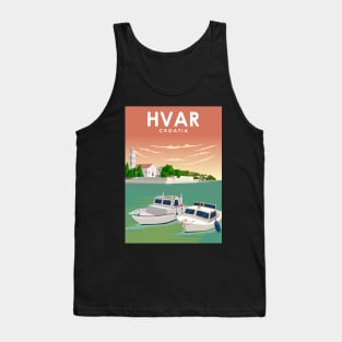 Hvar Croatia Minimal Retro City Travel Poster Tank Top